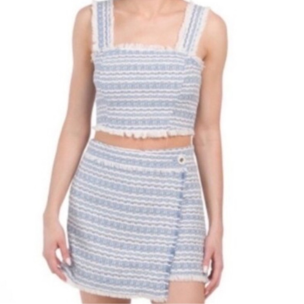 House of Harlow 1960 tweed crop top blue pink white